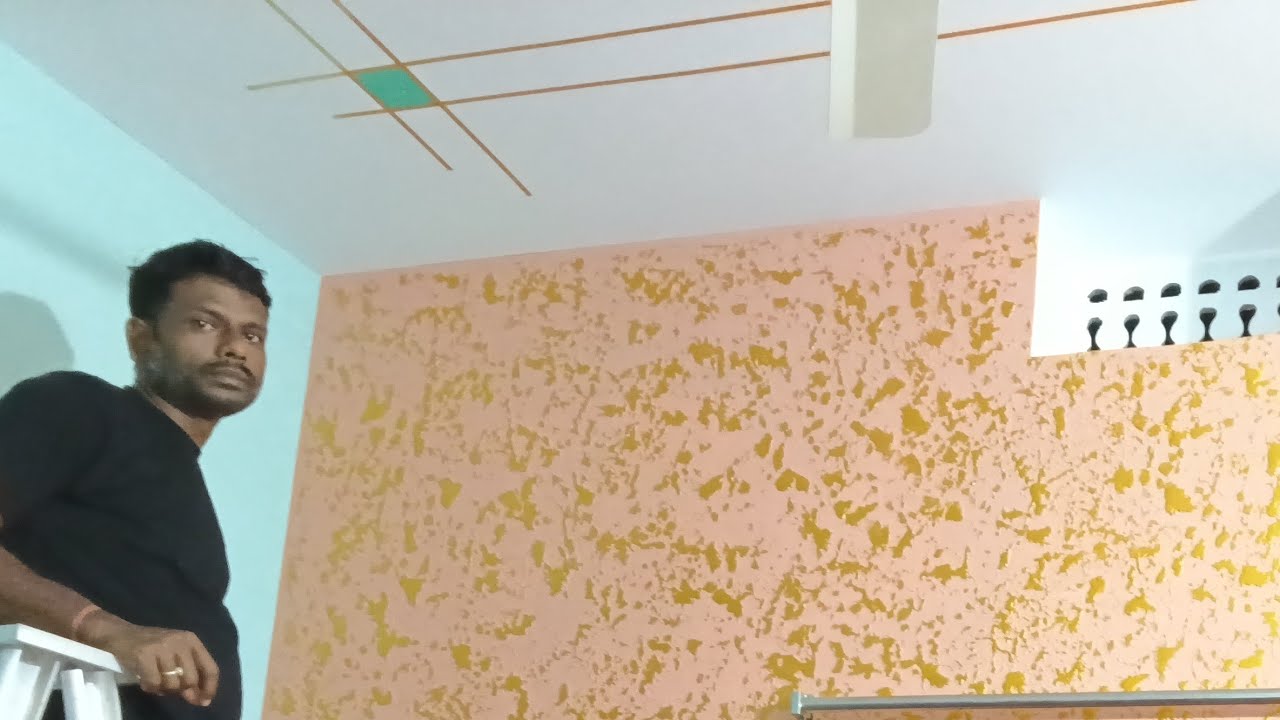 Golden colour  paint wall painting,, texture madel for interio wall,, 🧱 siling stickering idia