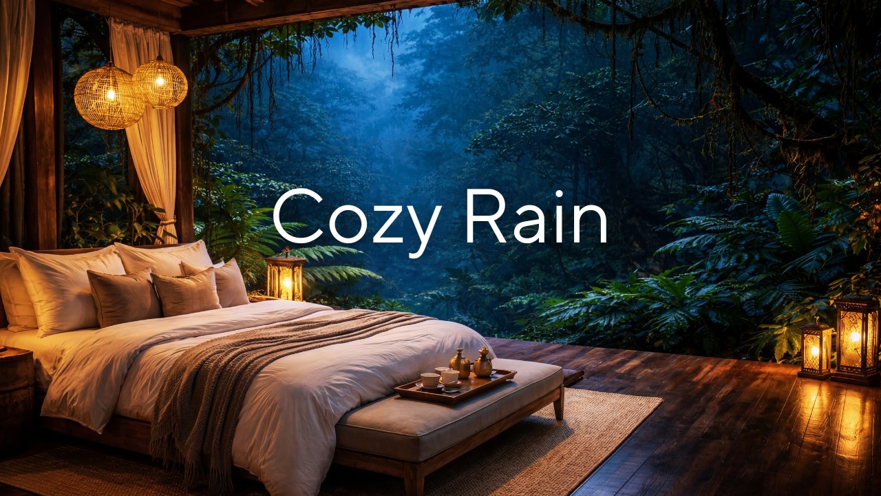 Cozy Rain & Relaxing Piano 🌧️ Forest Bedroom Ambience for Sleep, Study & Relaxation (1 Hour)