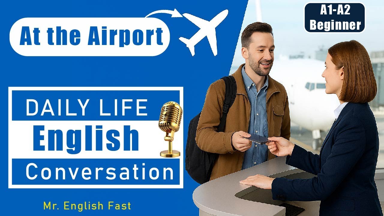 At the Airport ✈️  Learn English Conversation |  | Travel English | Listening & Speaking Practice