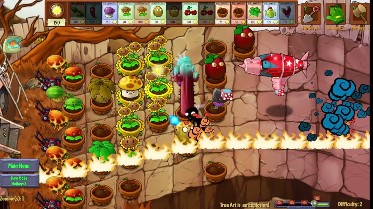 Plants Vs. Zombies Fusion (English) NEW V3.0! | Minigames | True Art is an Explosion! Challenge