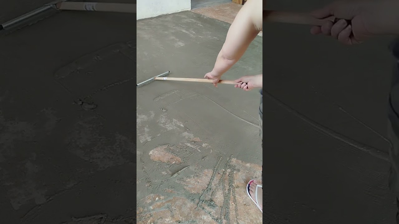 Piso de cimento queimado muito f&aacute;cil de fazer utilizando rodo.