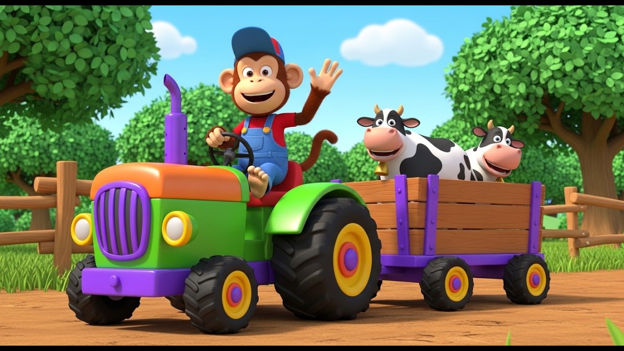 Monkey Funny Story: Cute Monkey Caring for Farm Animals | Educational Kids Monkey Cartoon 🐒🌾🐄