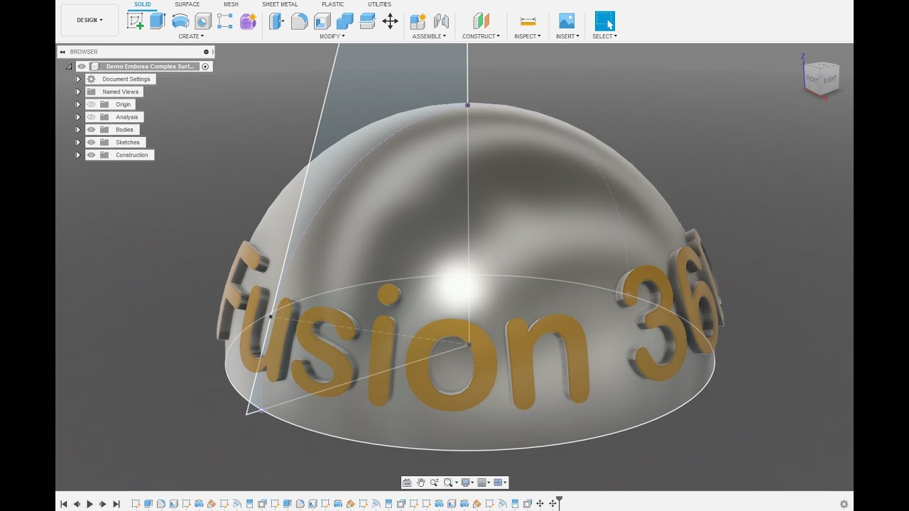 Fusion 360 - Emboss Text on complex curved surface