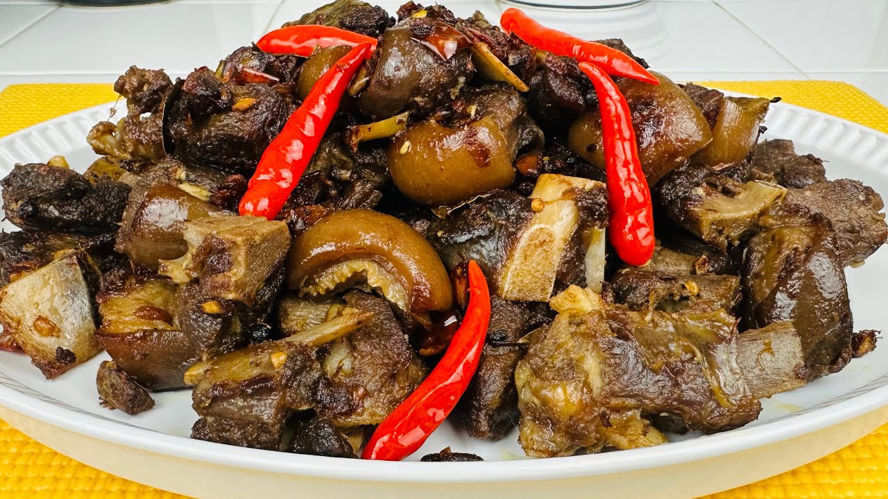 ADOBONG KAMBING NA PINATUYO | SPICY AND GARLICKY KAMBING ADOBO