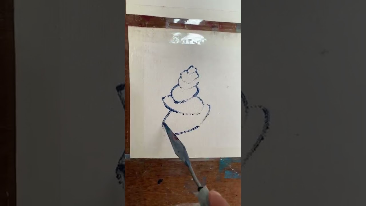 3D stone pile drawing using palette knife #shorts