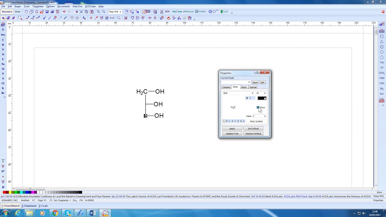 How to draw Fischer projections using ChemSketch