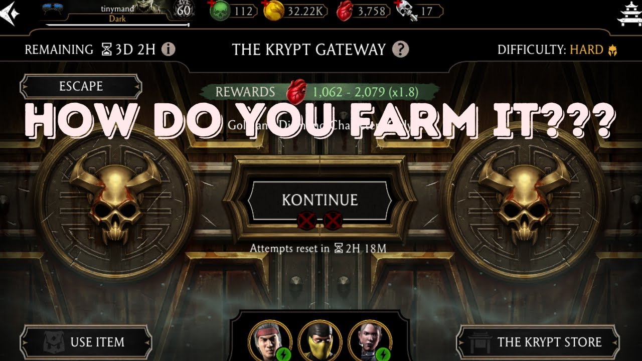 How to farm Krypt on a weak account in MK Mobile.