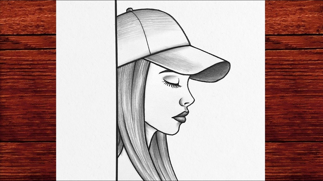 Easy Girl with Cap Drawing | Side View Pencil Sketch Tutorial for Beginners