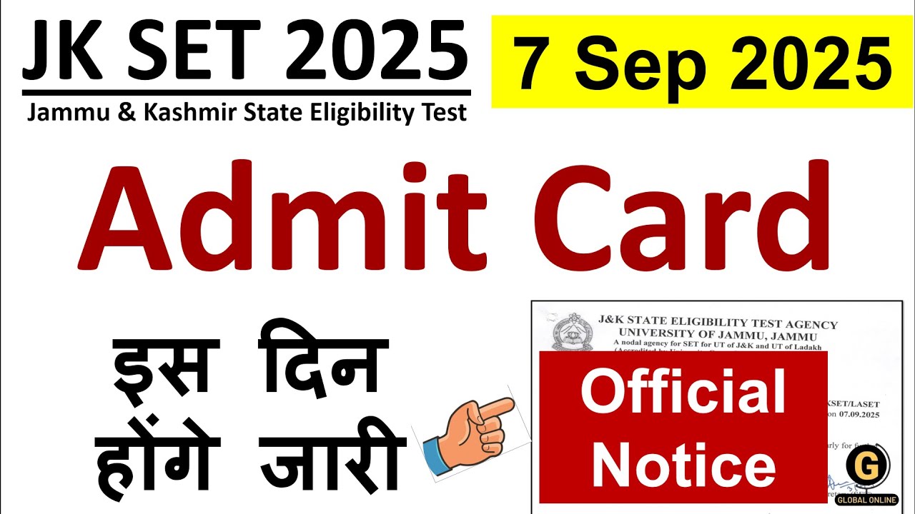 JKSET 2025 Admit Card Released | Jammu Kashmir SET Exam Official Notice | Paper 1 Preparation