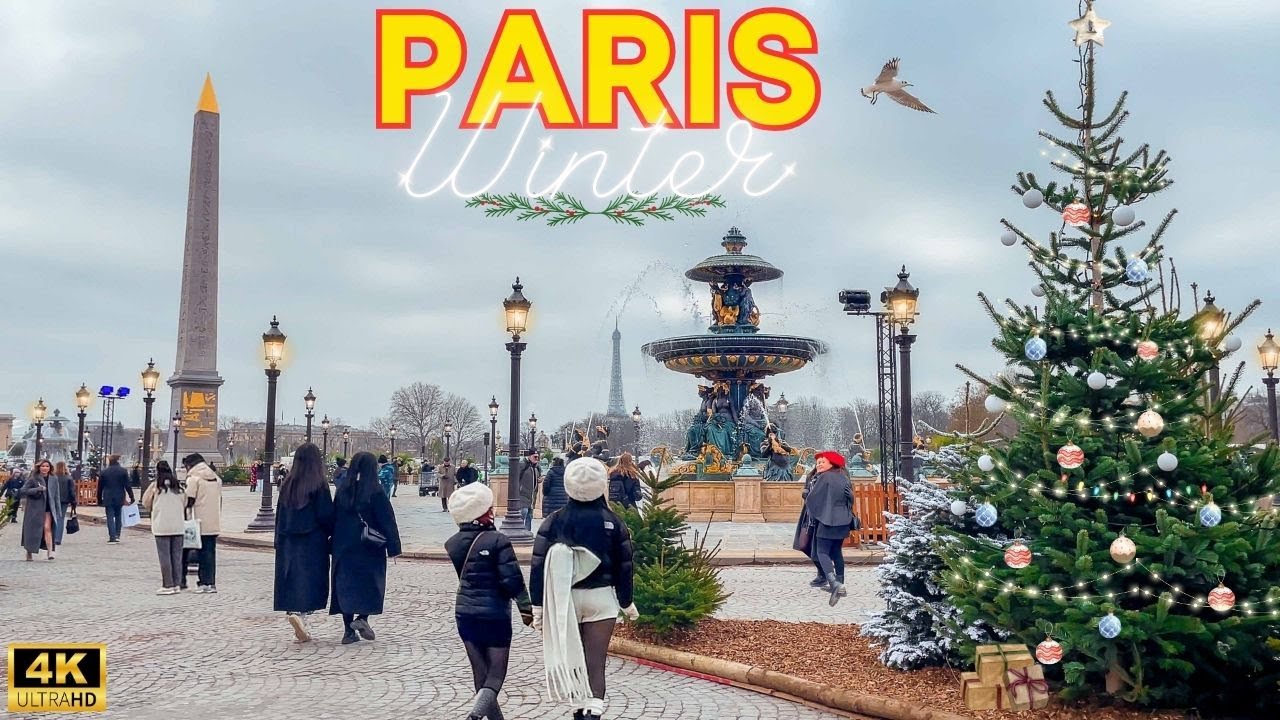 Paris, France 🇫🇷 - 4K PARIS Winter Walk 2024 🧣14 December Paris Walk 🎄 With Captions
