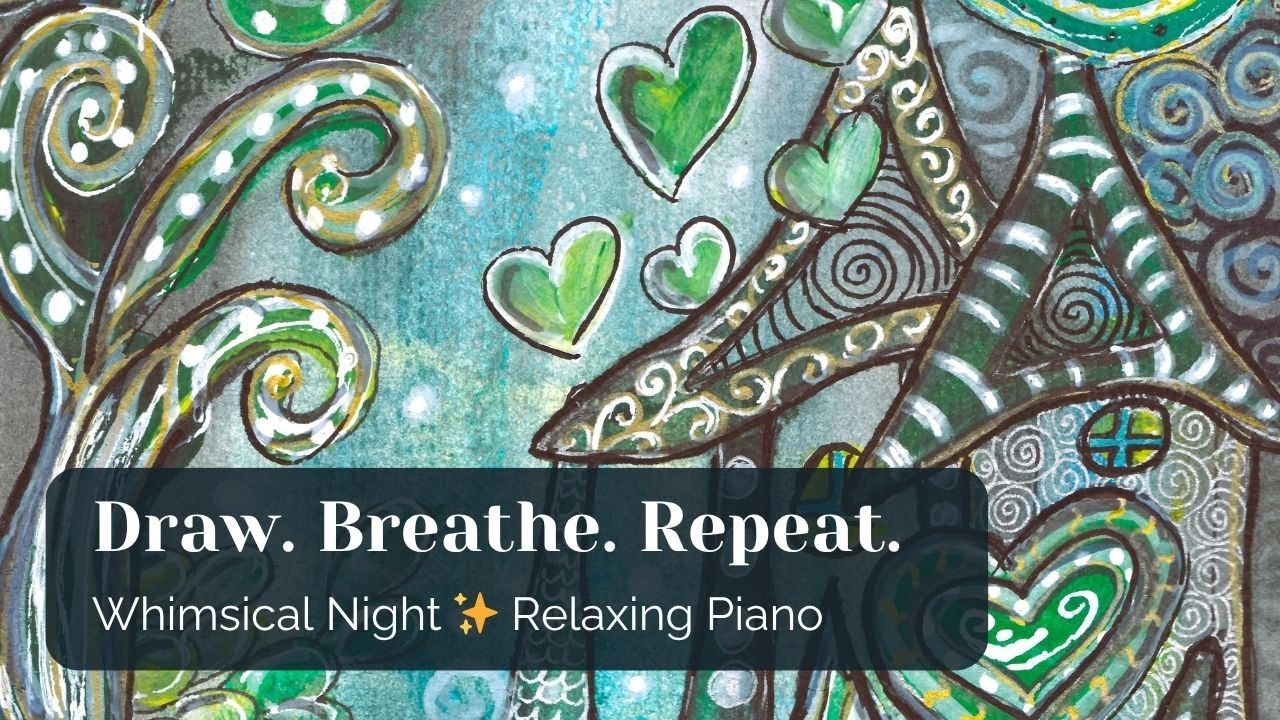 Whimsical Night in the Candy Village | Relaxing Watercolor & Zentangle Art