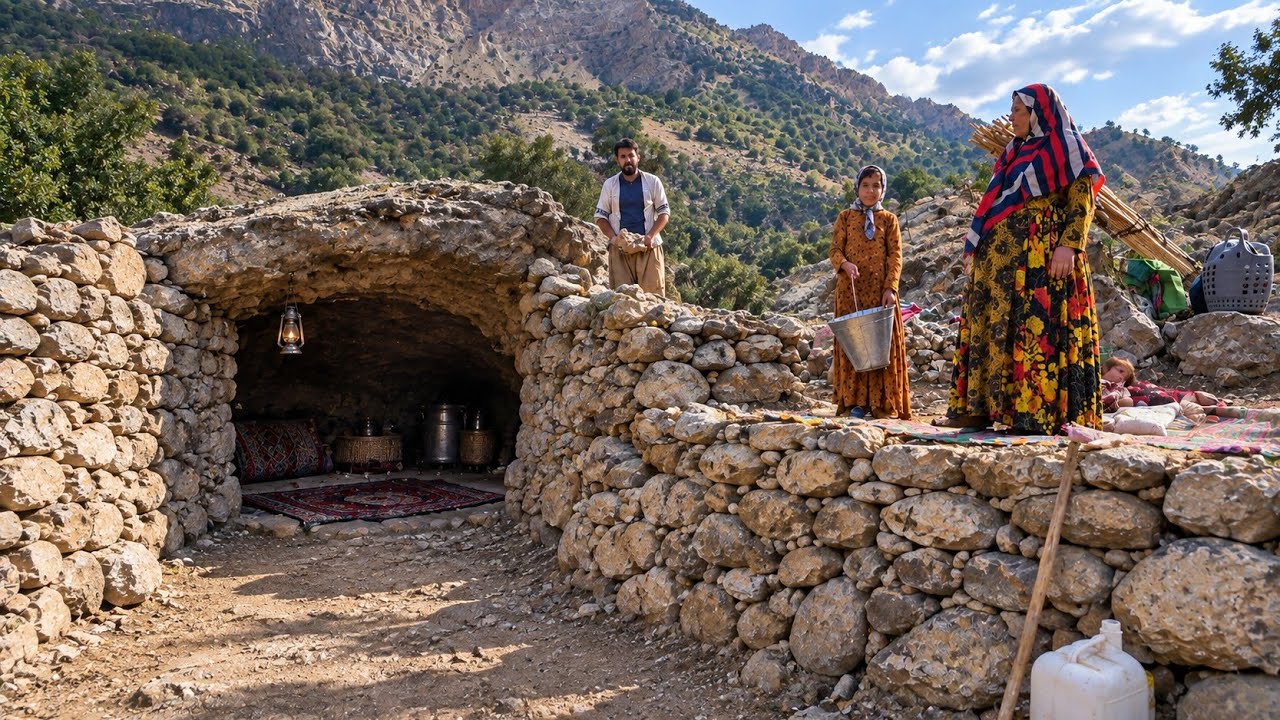 😱 Nomadic Family Prepares for Winter! Building a Shelter in a Mountain Cave