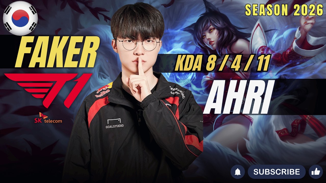 T1 Faker AHRI vs BRO Roamer LEBLANC Mid - Patch 26.3 KR Ranked | lolrec