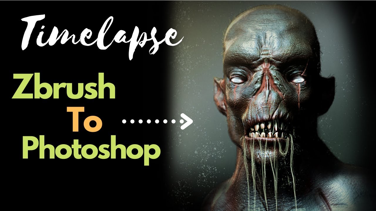 Zbrush to Photoshop,  Zombie creature concept Timelapse.