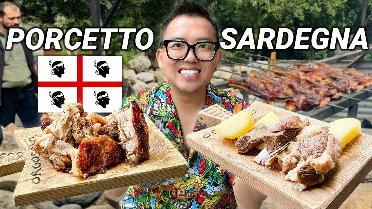 Вкусный жареный молочный поросёнок в Оргозоло на Сардинии!!🇮🇹