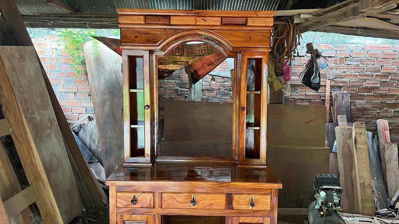 ទូសំម្អាងឈើបេងម៉ូតសាមាញ្ញតែស្អាត(ប្រវែង120xកំម្ពស់195) #lengdevit #carpentry #furniture #woodwork 