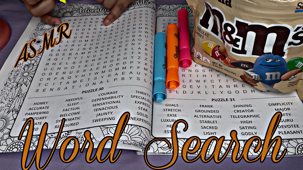 “Soft Whisper ASMR | Word Search & M&M Crunch Sounds for Sleep”