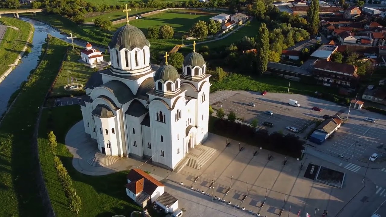 Valjevo Panorama grada - snimak centra iz vazduha