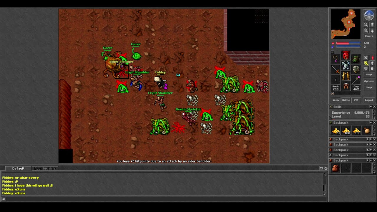 Old Tibia - EK 83 vs BOSS EVIL EYE (7.6 2006 Nova)