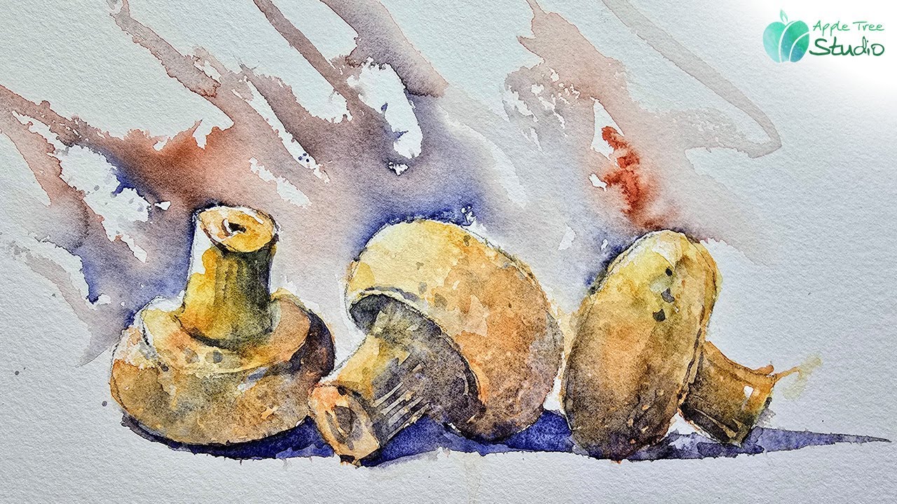 Easy Watercolour Mushrooms