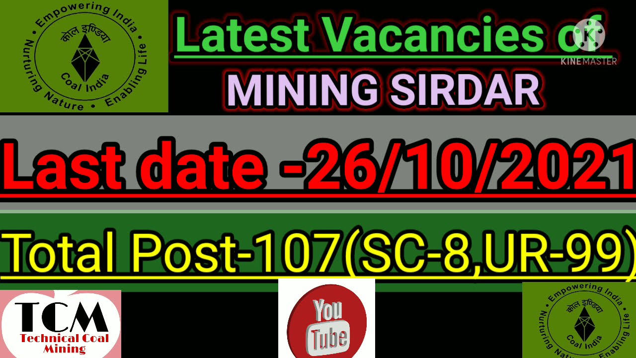 Mining Sirdar Vacancy 2021||Latest Vacancies of MINING SIRDAR||Mining Sirdar vacancies||Miningsirdar