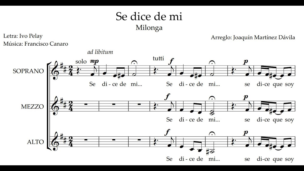 Se dice de mí - Milonga (Arr. Joaquín Martínez Dávila)