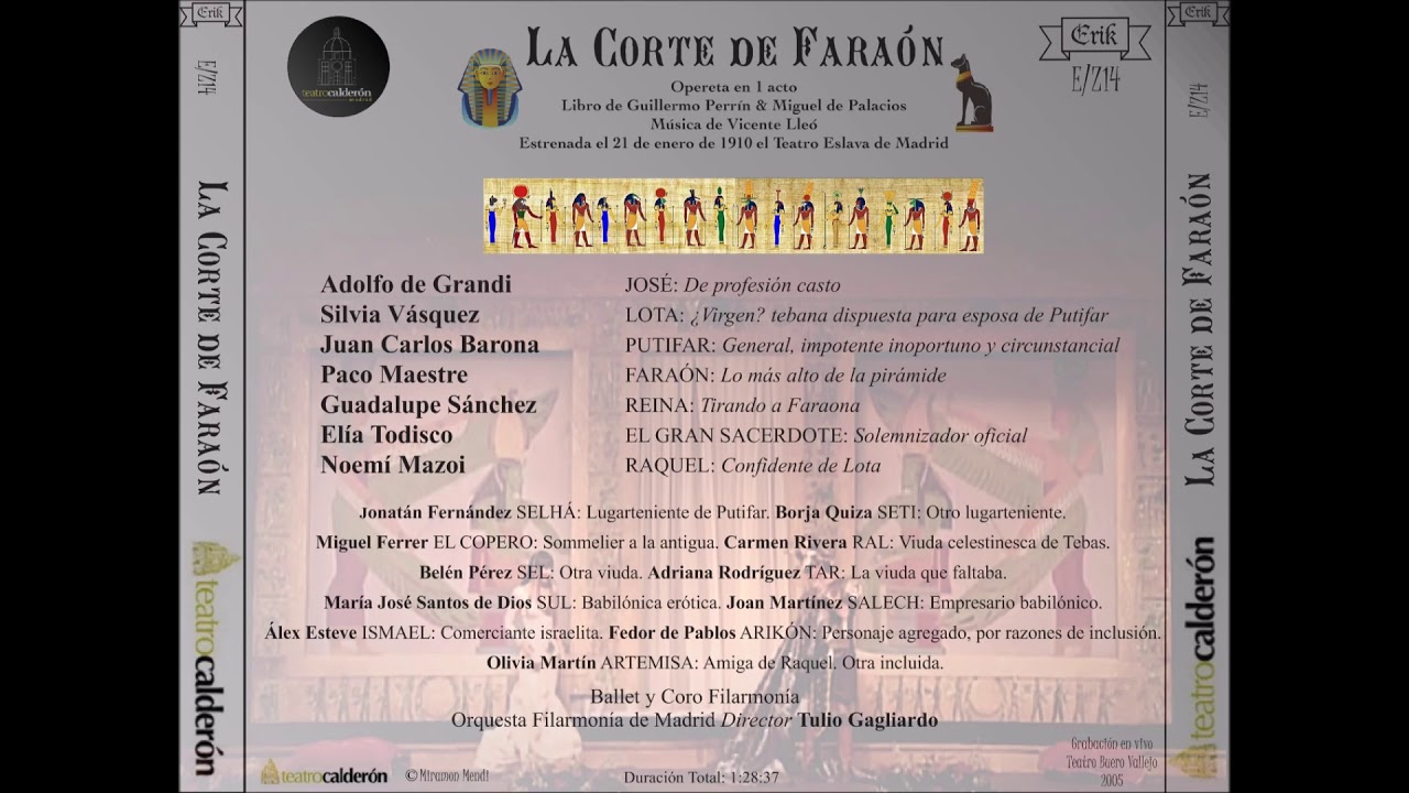 LA CORTE DEL FARAON. VICENTE LLEÓ. (Tulio Gagliardo, dir)