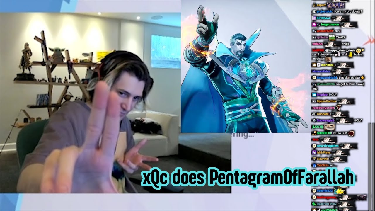 xQc does PentagramOfFarallah emotes on Dr Strange - Marvel Rivals sponsored