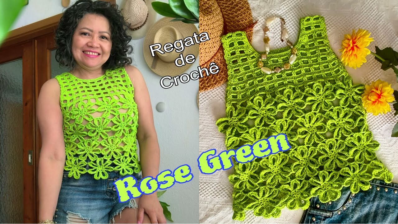 Regata de Crochê Rose green