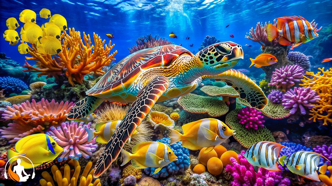 Música de piano relajante y tranquila🐟Ambiente de arrecife de coral submarino para aliviar el estrés