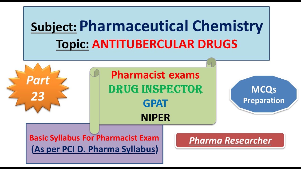 Anti-tubercular drugs Pharmaceutical Chemistry D Pharm MCQs #pharmacist #di #statepharmacist