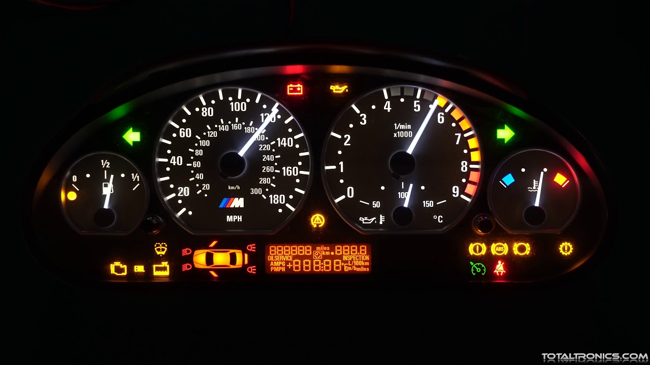 BMW M3 E46 instrument cluster LED conversion to white bench test