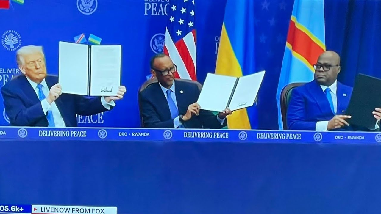 FELIX TSHISEKEDI ET PAUL KAGAME SIGNENT L'ACCORD DE PAIX EN PRÉSENCE DE DONALD TRUMP