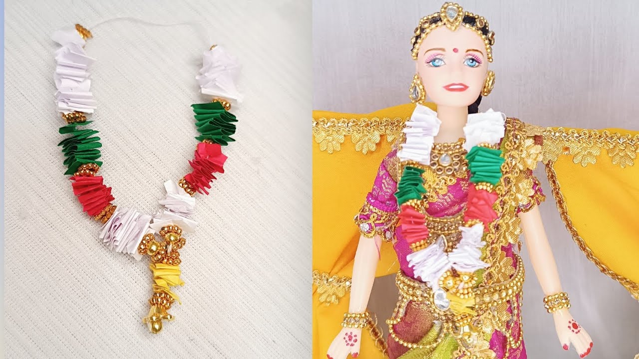 Miniature garland making for Barbie using paper #diy #garland #barbiedoll #barbie #babyshower #viral