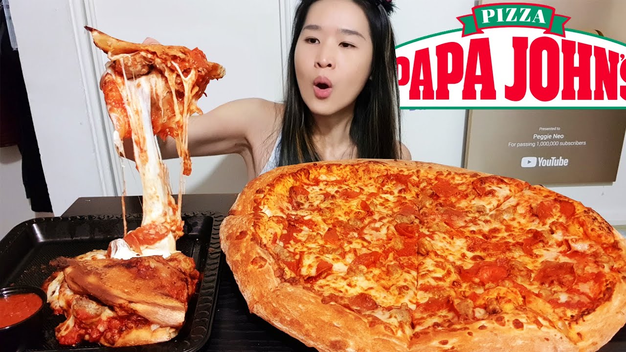 VERY CHEESY PAPADIAS! Papa John's New York Style Pizza & Parmesan Crusted Quesadilla - Mukbang Asmr