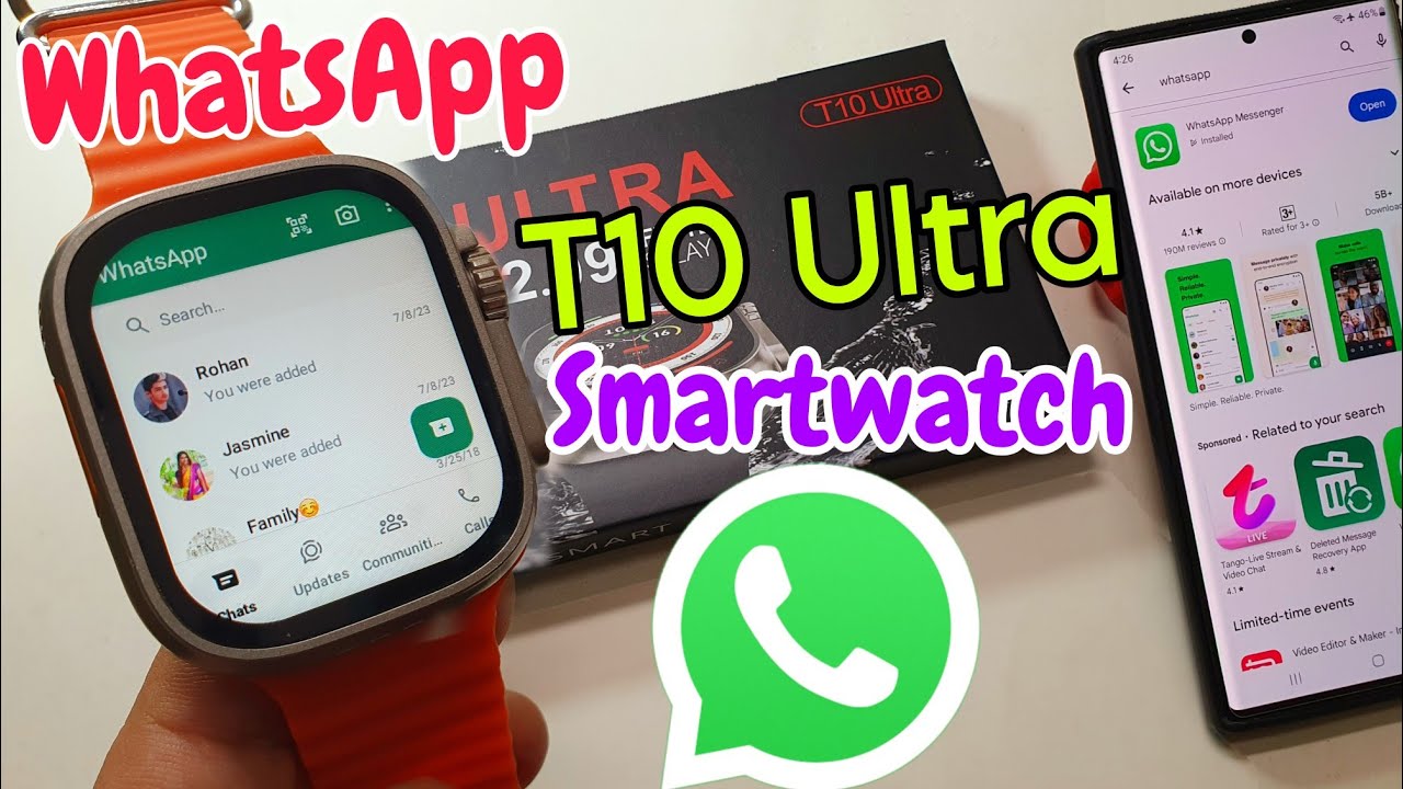 T10 ultra Smartwatch me whatsapp kaise chalaye |how to get whatsapp messages in t10 ultra Smartwatch