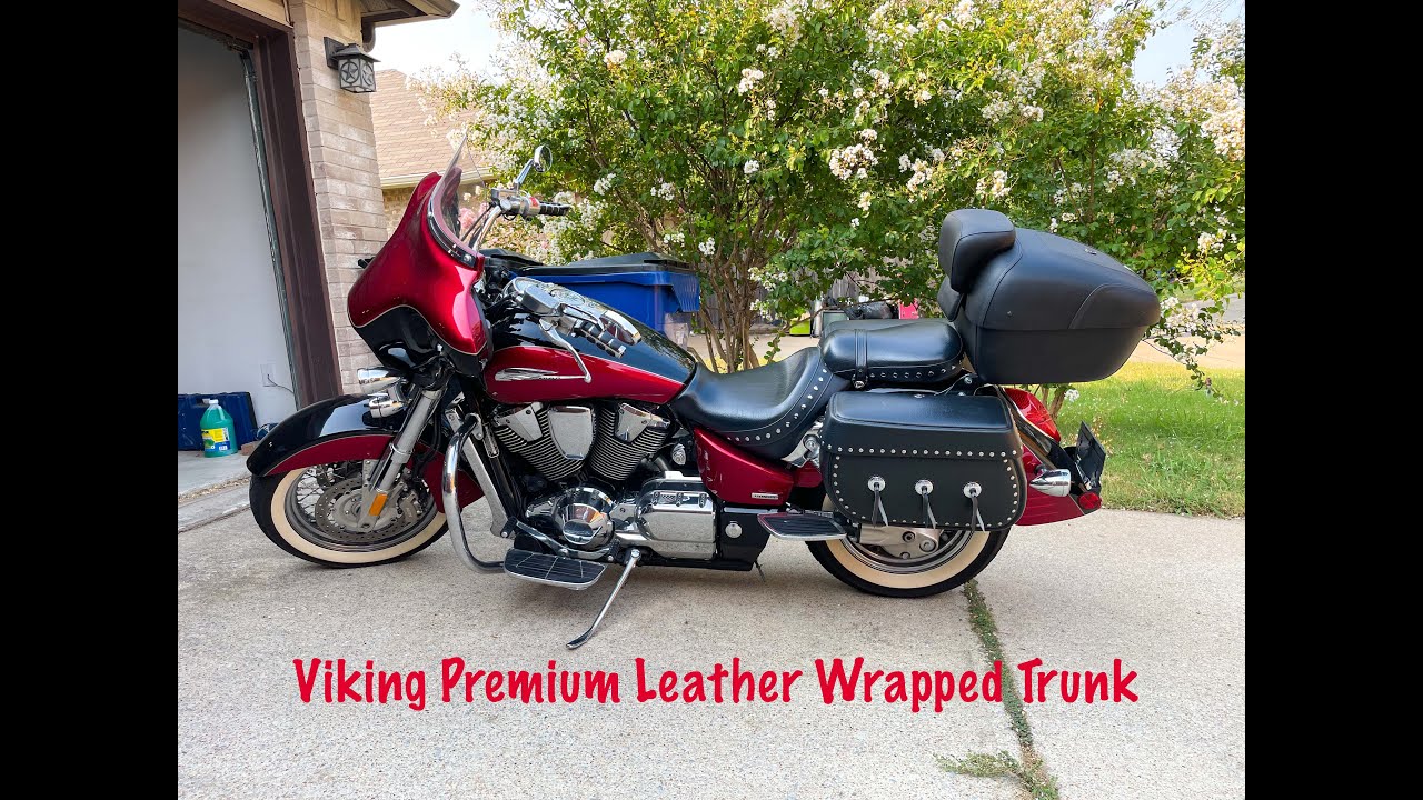Viking Premium Leather Wrapped Motorcycle Trunk