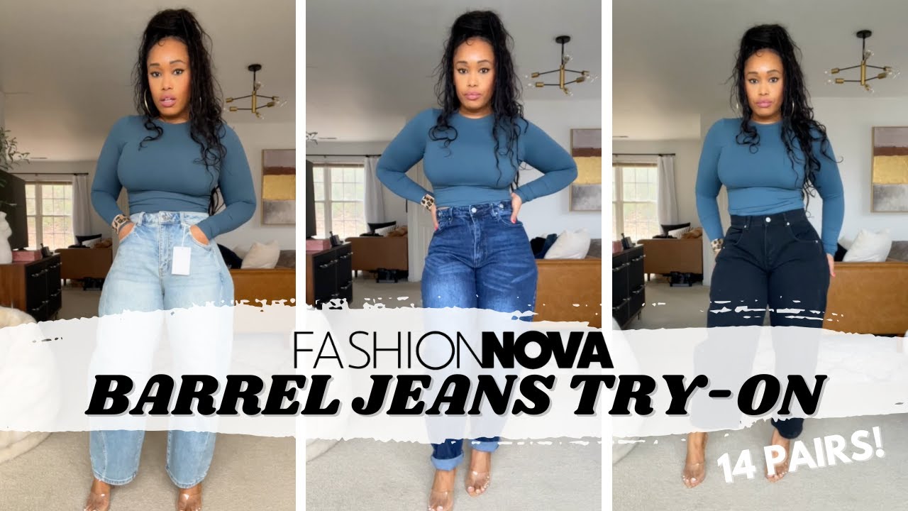 Fashion Nova Barrel Jeans Try-On Haul | 14 Pairs!
