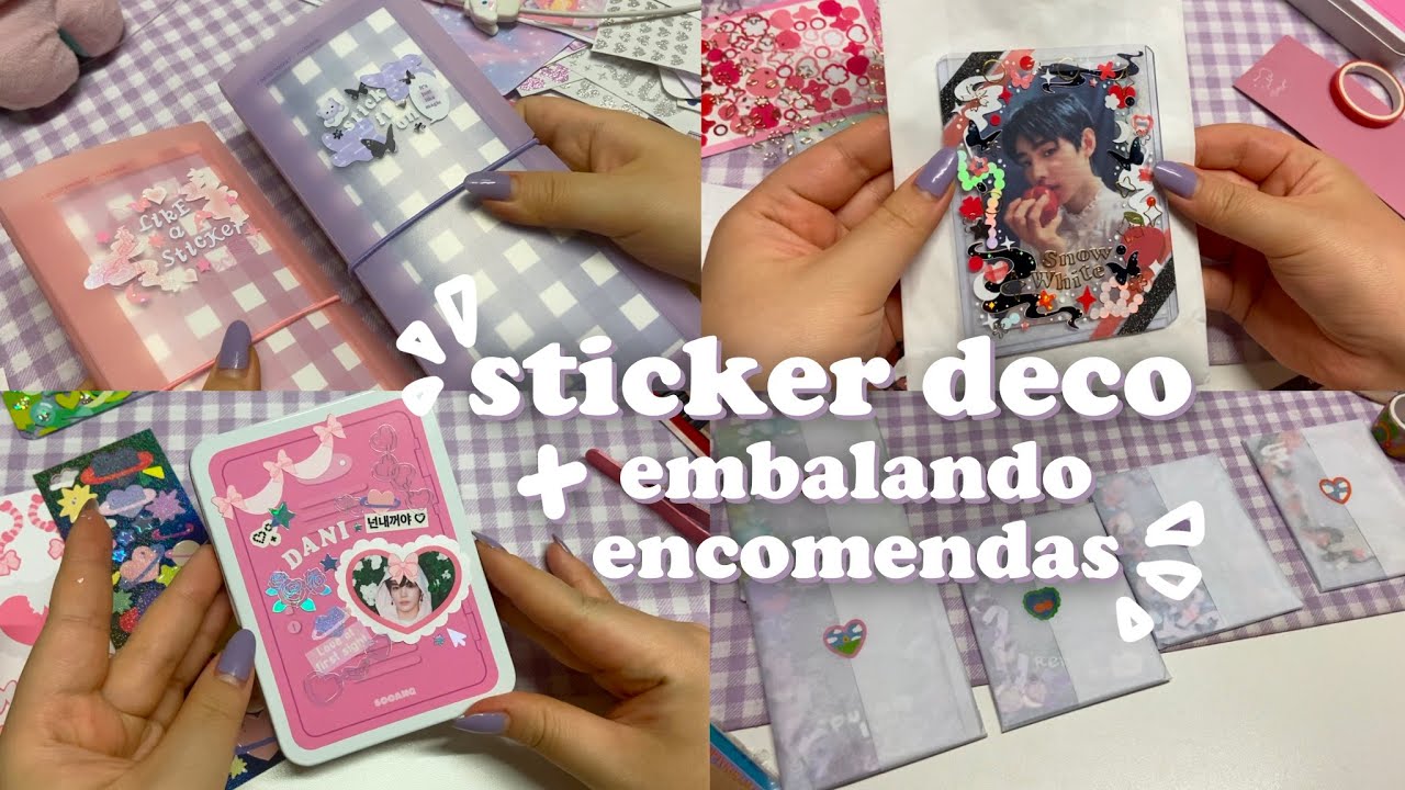 decorando caixinhas, pastas, toploaders com muitos adesivos + embalando encomendas | daniela kang