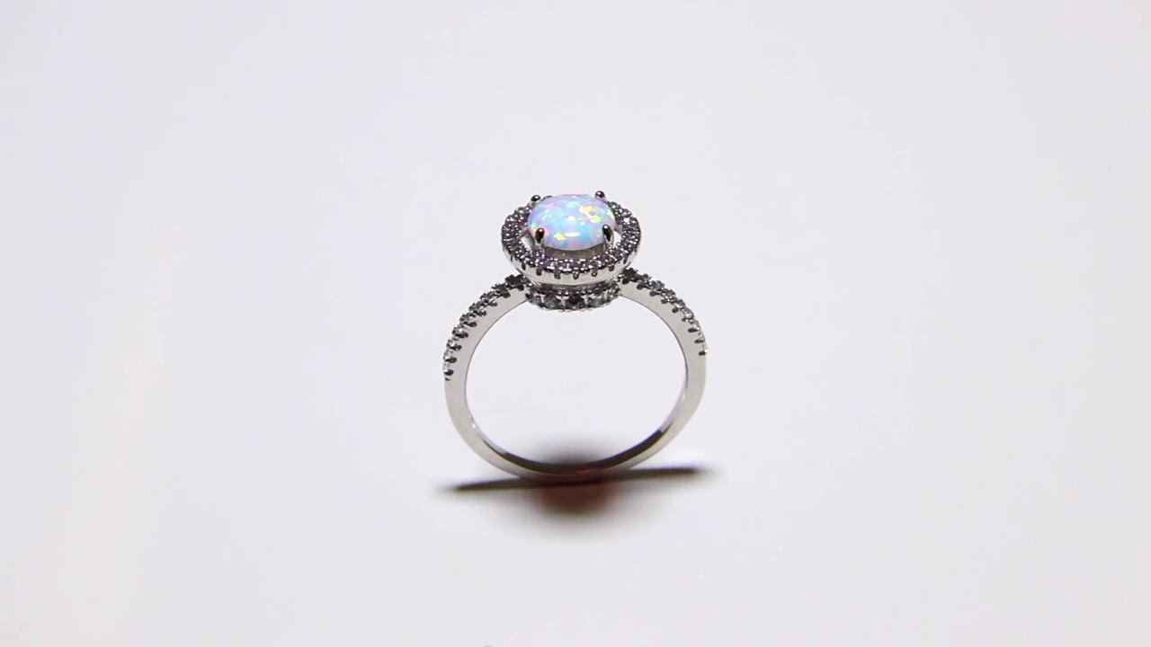 Sterling Silver Opal Halo Ring SBGR01028