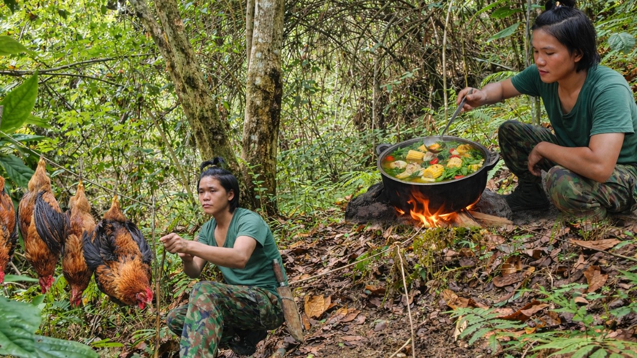 Life in the Green Forest: Wild Chicken Tracking, Traps & Rainy Foraging