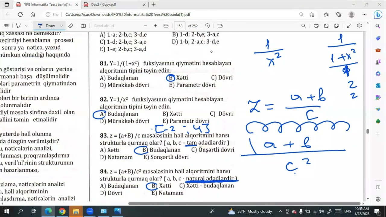 ALQORİTM TEST İZAHLARİ-MİQ