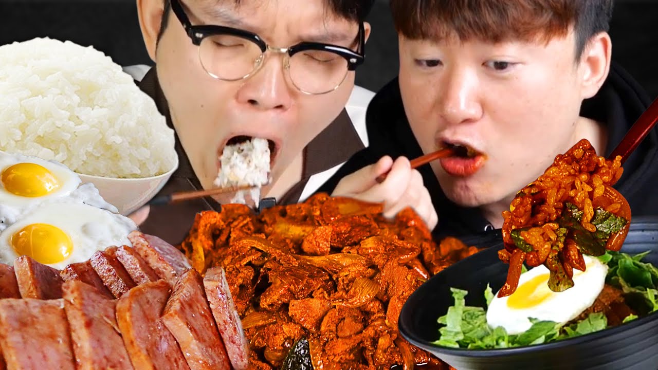 제육볶음, 스팸, 계란후라이 밥 무한 메뉴 먹방 ASMR