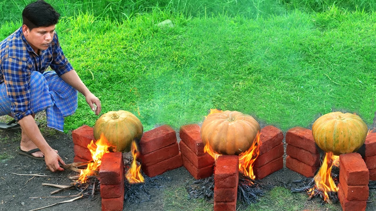 GOAT MEAT BAKED IN A PUMPKIN | Yummy Pumpkin Recipe | Cooking Skill | Village Food