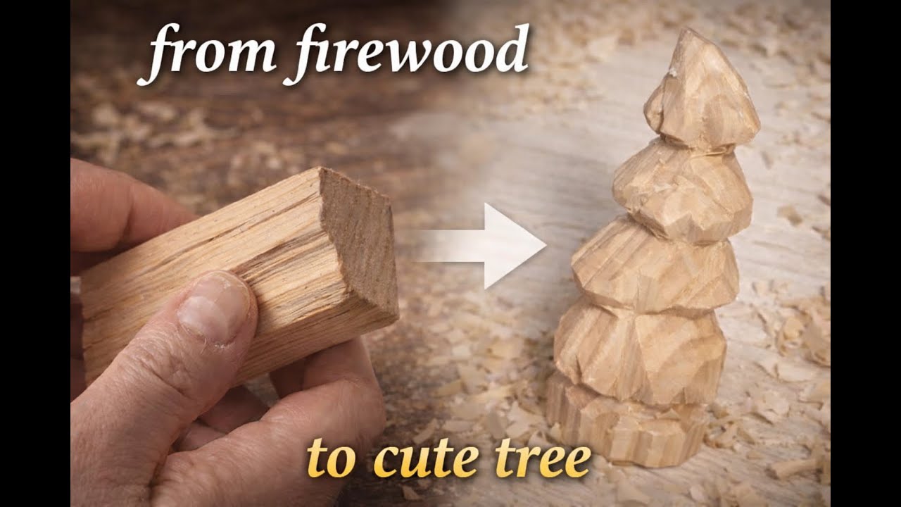 Whittling from firewood to cute little pine tree fot my dwarven forest