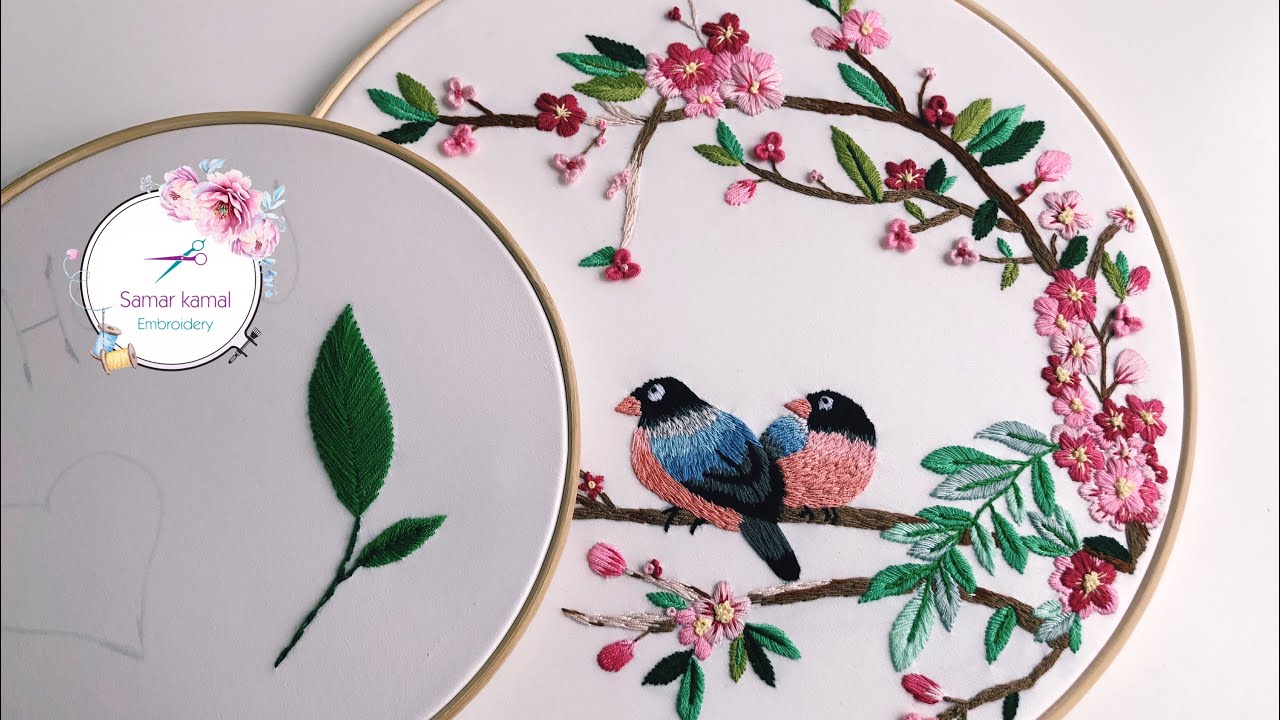 تطريز ورق الشجر بطريقتين بكل وضوح Embroidery leaves 🍁