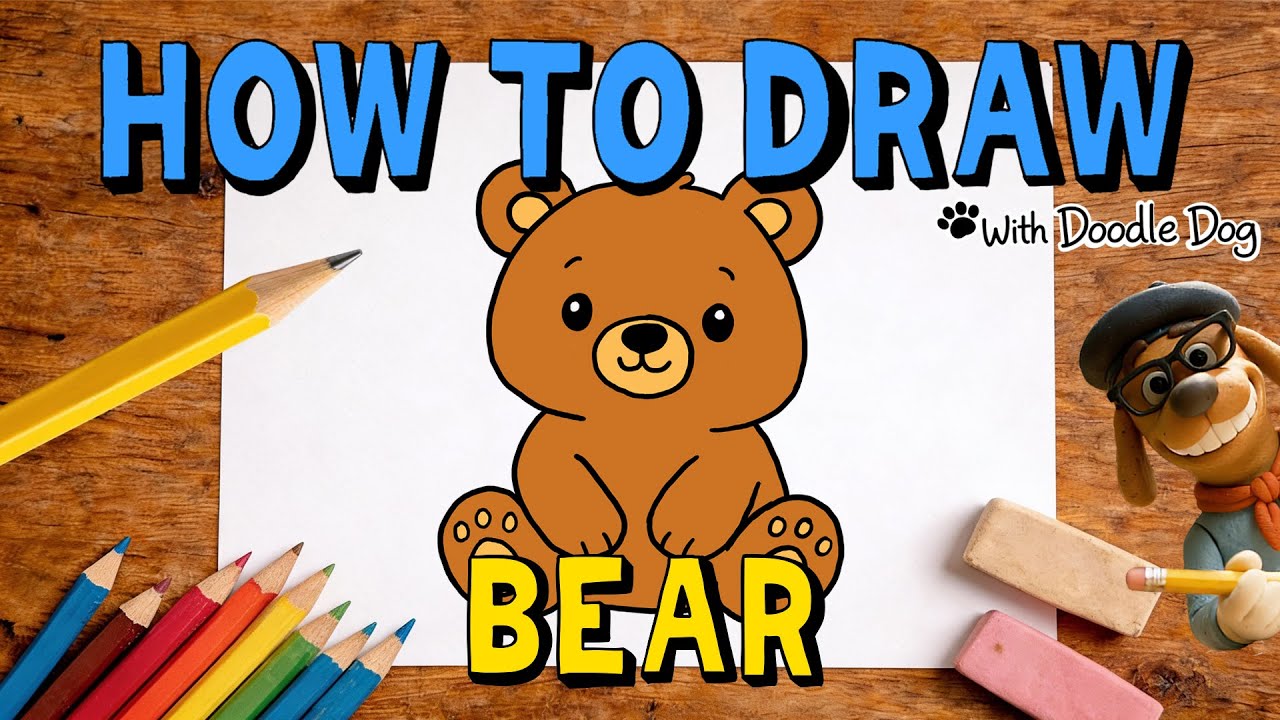 How to Draw a Bear – Easy Drawing for Kids | Doodle Dog