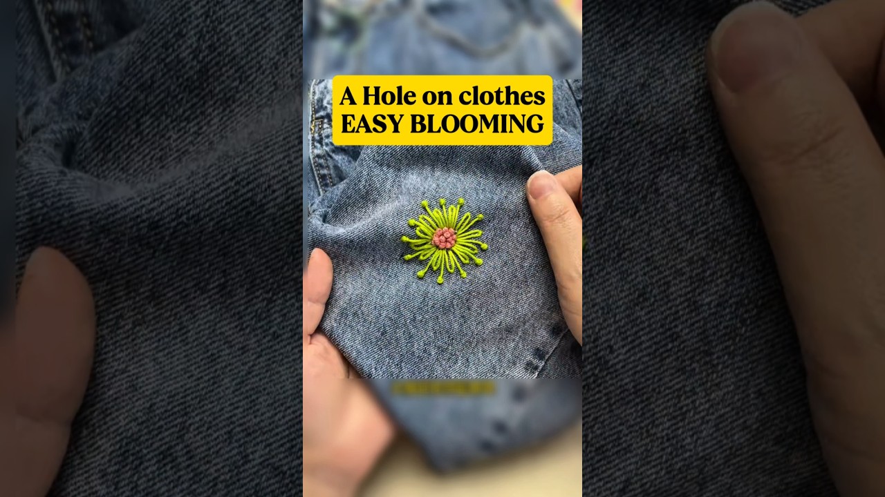 EASY FIX: How to Embroidery on Jeans and Cover Holes Beautifully !! #shorts #sewing #embroidery
