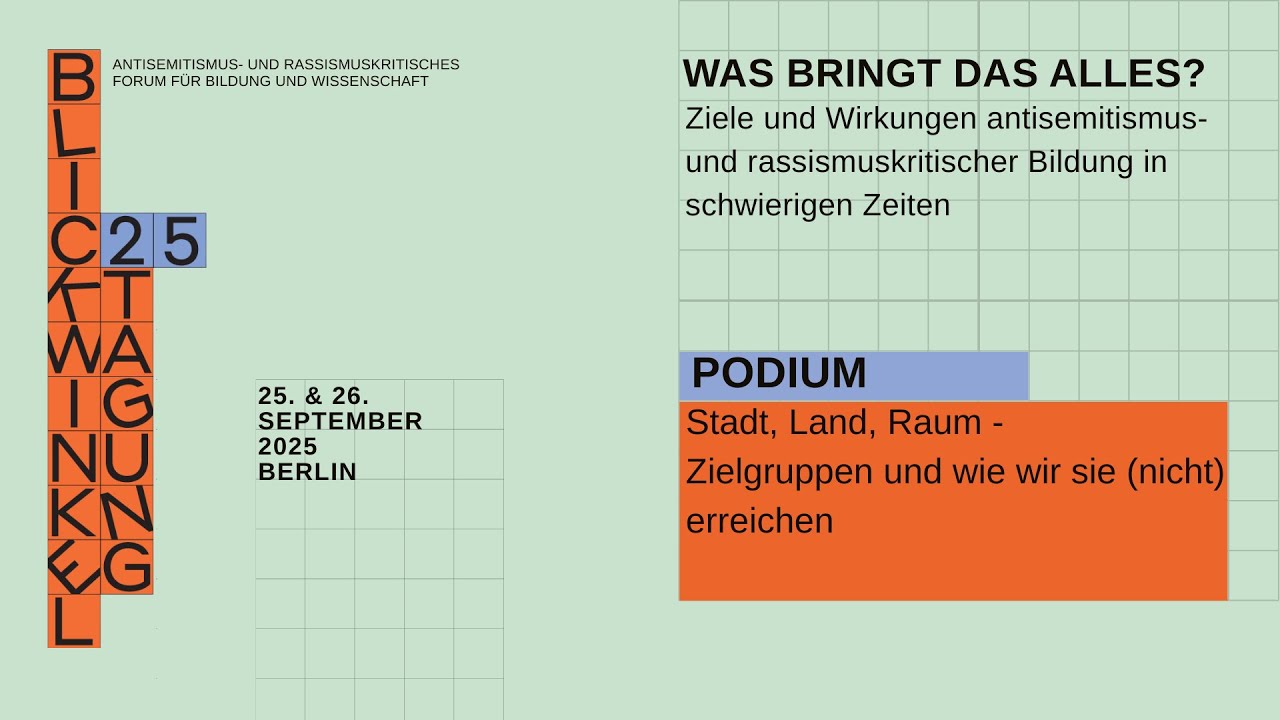 BLICKWINKELTAGUNG 25: PODIUM: Stadt, Land, Raum – Zielgruppen und wie wir sie (nicht) erreichen