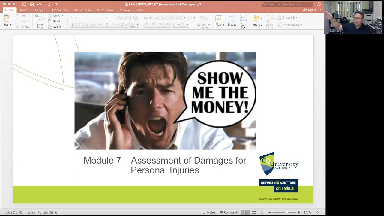 The Law of Torts: Assessment of Damages for Personal Injuries (Lecture 7, LAWS11069)